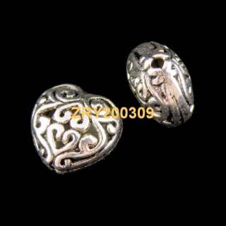 15Pcs Tibetan Silver Hollow Filigree Heart Spacer Beads 8x13mm KA5041 
