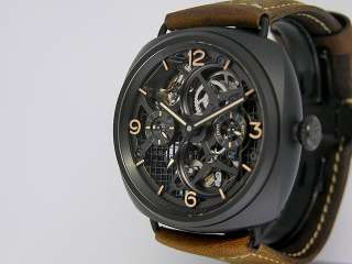 the featured watch is a manual wind black ceramic panerai