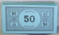 Monopoly Money Game Pieces $50 Fifty Dollars Blue Altered Art 