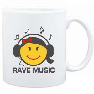  Mug White  Rave Music   female smiley  Music