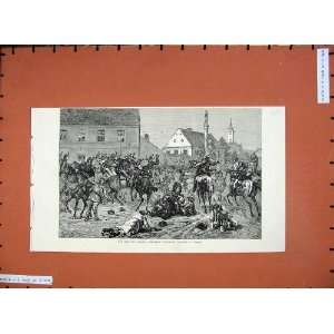  1883 Riots Croatia Hussars Agram Fine Art Battle Horses 