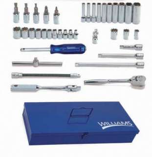 JH WILLIAMS 38PC 1/4 DRIVE SOCKET AND DRIVE TOOL SET  