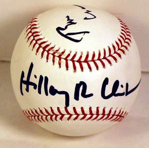 BILL & HILLARY CLINTON SIGNED MLB BASEBALL PSA/DNA LOA  