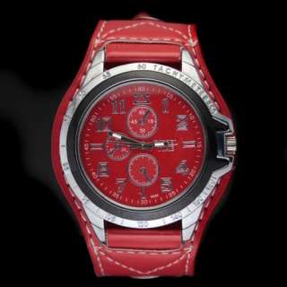 Stylish unisex Leather Sport Quartz Big Dial Wrist Watch 4 Design 