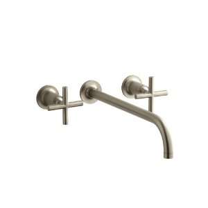   Angle Spout and Cross Handles, Valve Not Included, Vibrant Brushed