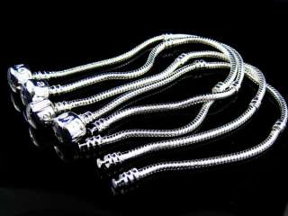5Pcs Silver Snake Chain Bracelets Fit Charms bead 20cm  