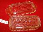   piece pressed glass butter dish diamonds pattern size 7 5x3 condition
