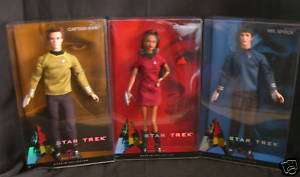 Lot of 3 Star Trek Barbie Dolls Spock Kirk Uhura NIB  
