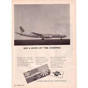  1964 United Air Lines Gift Wrapped Jet Christmas Print Ad 