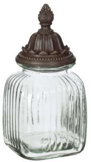 Pair Striped Glass Lidded Apothecary Jar Canister  