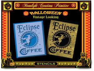 Halloween Wicca Stencil~Vintage Style~Eclipse Coffee  