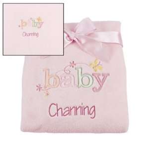 Personalized Pink Baby Blanket   Party Themes & Events & Party Favors