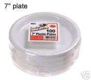 7in White Plastic Party Plates Disposable Heavy Duty  