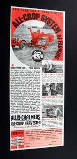 Allis Chalmers All Crop Harvester farming 1938 print Ad  