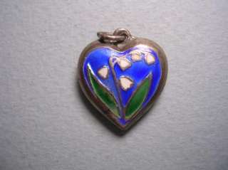 COLLECTION of 17 VINTAGE STERLING SILVER PUFFY HEART CHARMS ENAMEL 