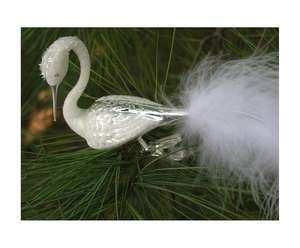 White Swan Ornament, Christmas Ornament, Bird Ornament, Feather 