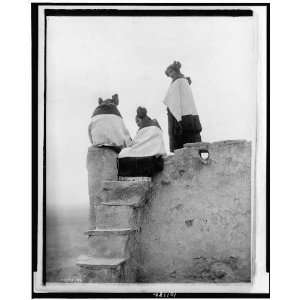  Photo Three Hopi women at top of adobe steps, New Mexico 