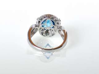LeVian 14K White Gold Pave Diamond Sapphire Topaz Ring  