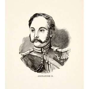  1904 Print Wood Engraving Portrait Alexander II Liberator 