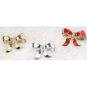  Club Pack of 36 Holiday Silver/Gold/Red Christmas Bow Pins 