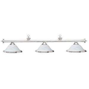   Chrome Pool Table Light with Alabaster Glass Shades