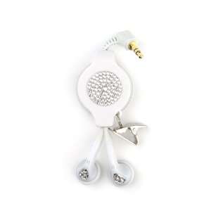  Swarovski Crystal Retractable Earbuds   Clear on White Electronics