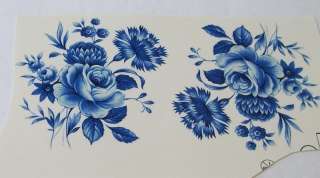 8473 Ceramic Decals 6 COBALT BLUE ROSES 2 1/2  
