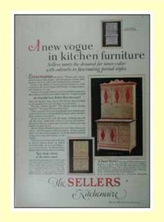 1927 Sellers ornate kitchen cabinets vintage print AD  