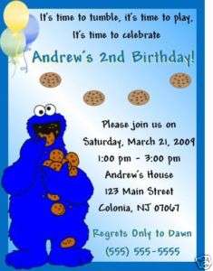 Cookie Monster Invitations/Birthday Party Supplies  