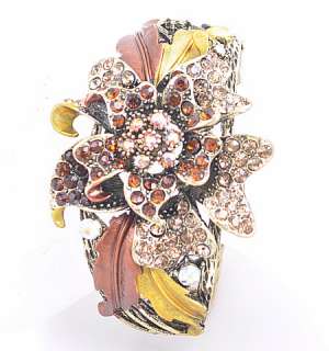 wholesale lots 42pcs VTG rhinestone flower cuff Bangle bracelets 