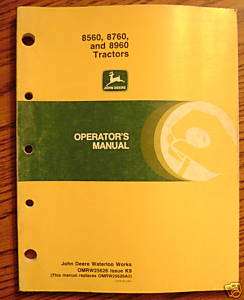 John Deere 8560 8760 8960 Tractor Operators Manual jd  
