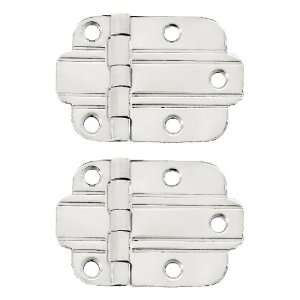 Pair of Solid Brass Art Deco Surface Cabinet Hinges in Polished Nickel 