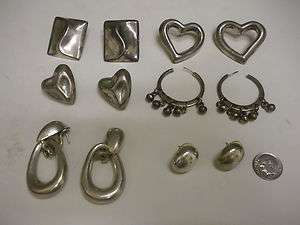 Lot Of 6 Pair Earrings Taxco Mexico Sterling Silver/925  