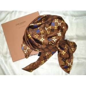 Louis Vuitton Farandole Silk/Satin Square Scarf/Wrap (Chocolate)