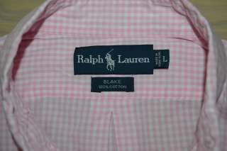 Ralph Lauren BLAKE SHORT SLEEVE PINK WHITE CHECKERED COTTON SHIRT MENS 