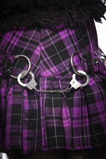 Purple HELL BUNNY Micro Mini Jailbait Skirt 8   16  