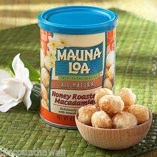 HONEY ROASTED * MAUNA LOA MACADAMIA NUTS 6/4.5 OZ CANS  