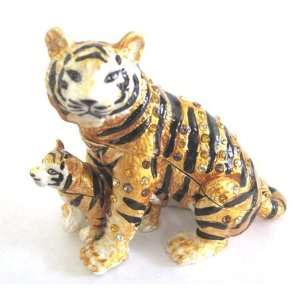  Bejeweled Trinket Box Tiger Mother and Cub Everything 