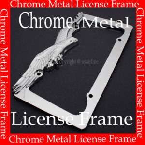 METAL CHROME EAGLE LICENSE PLATE FRAME FOR CAR TRUCK AAA+  