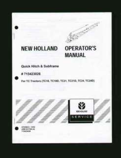 New Holland Quick Hitch+Subframe Ops Manual TC Tractors  