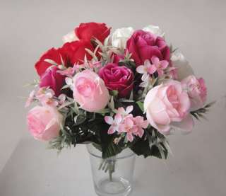   Rose Silk 4 Flowers Wedding Bouquet Party Arrangement 6 Colors  