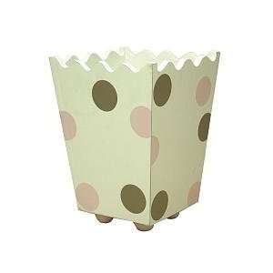    New Arrivals Pink and Brown Dot Scalloped Wastebasket Baby