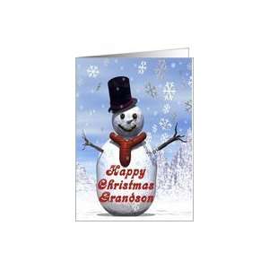  Happy Christmas for Grandson all with a jolly snowman Card 