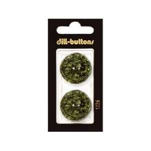  Dill Buttons 25mm 2 Hole Dark Green 2 pc (6 Pack) Pet 