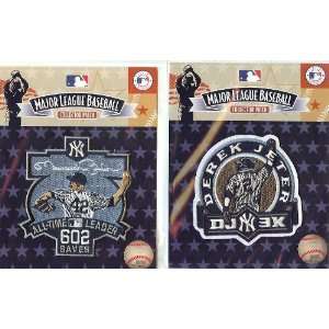 PATCH COMBO   Mariano Rivera 602 All Time Saves Leader + Derek Jeter 