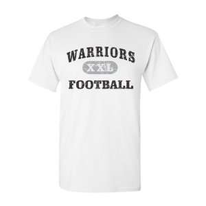  Warriors White Distressed Logo (Black Print) Mascot Sports / Club T 