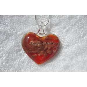 Red Venetian Murano Glass Necklace with 18 inches .925 Sterling Silver 
