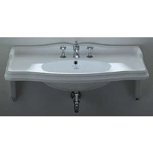 China Wall Mount Rectangular Bathroom Sink with Ceramic Shelf Supports 
