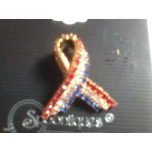  Americana Ribbon Crystal Pin