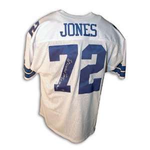  Ed Too Tall Jones Hand Signed Dallas Cowboys White 